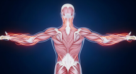 Obraz premium Anatomy of the Human Back and Arms A Detailed Medical Illustration