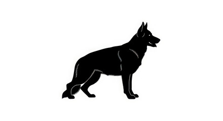 Alert German Shepherd Silhouette Standing Proudly
