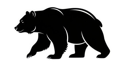 Obraz premium Silhouette of a powerful black bear walking majestically