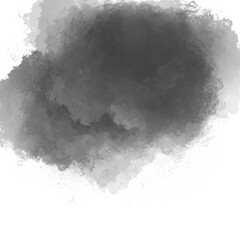 This image shows a dark, abstract cloud-like formation in varying shades of gray and black. The dense, textured strokes give the impression of smoke, mist, or an ink wash. Below the cloud, thin vertic