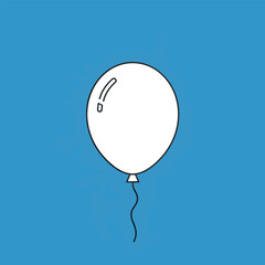 A simple white balloon floats against a bright blue background, ready for celebration or decoration