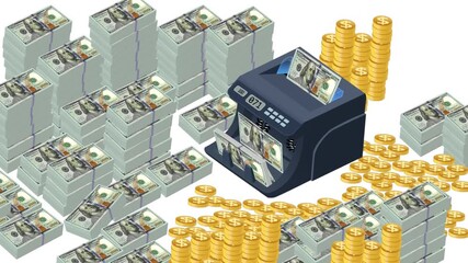 animated money counting machine - Powered by Adobe