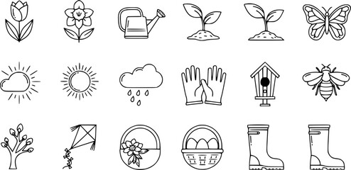 Fototapeta premium Editable vector pack of spring line icons.