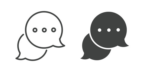 Chat and speech bubble icon. Line and glyph solid icon. Editable stroke and Perfect pixel isolated on white background. Vector illustration