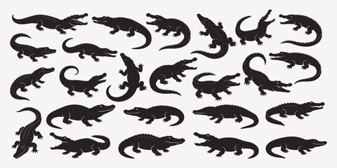 black and white crocodile silhouettes