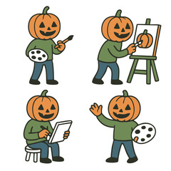 Coloring book coloring page pumpkin character transparency art drawing