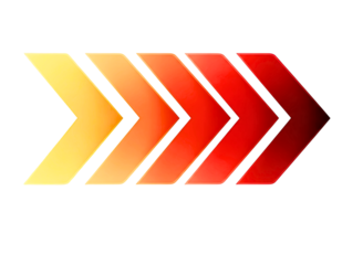 Four arrows in gradient colors isolated on transparent background