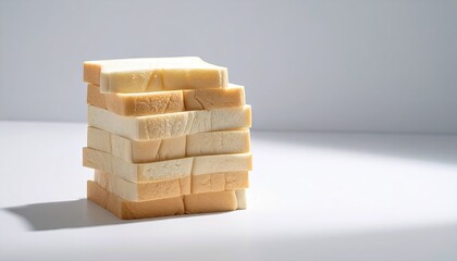 Stack of Bread Slices on White Background