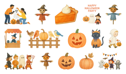 Charming Halloween illustrations for celebrations.
