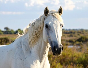 Obraz premium Majestic White Horse in Natural Surroundings