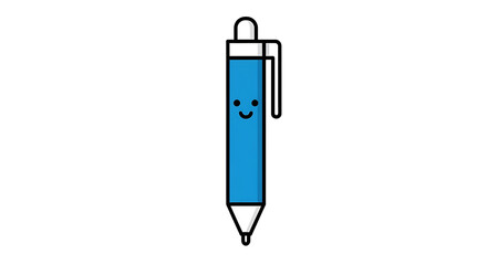 vector of pen colorful with face (eyes, smile) cute solid on white background