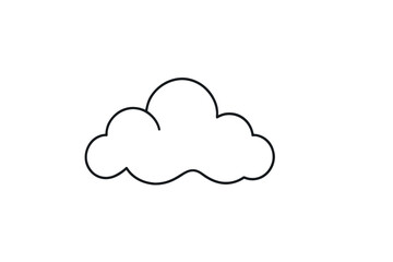 Obraz premium Clean Line Art of a Fluffy Cloud for Weather Forecasts and Design Projects, Simple Weather Icon, Minimalist Cloud Symbol, Perfect for Web Design and Mobile Apps