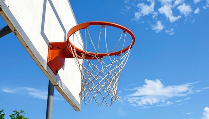 Outdoor Basketball Hoop Against a Blue Sky