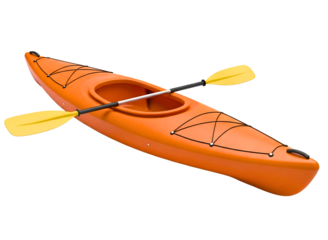 kayak with paddle isolated on transparent background for water sport