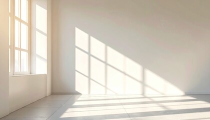 Obraz premium Sunlit Empty Room with White Walls and Window