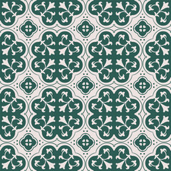 Green Quatrefoil Moroccan Tile Pattern