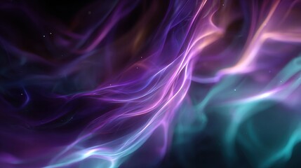 Fototapeta premium Abstract swirling, flowing lines of vibrant purple, pink, teal, and luminous light against a dark background