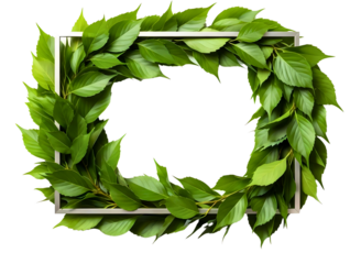 Green creeper plant frame isolated on transparent background for decoration
