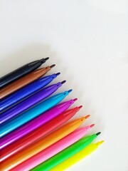 Colorful water pens with white background