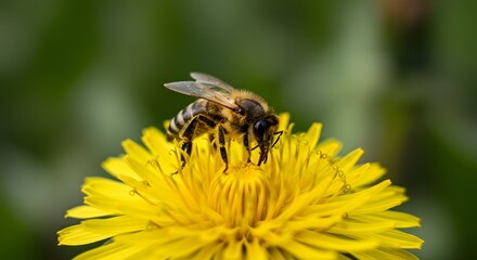Honeybee on dandelion