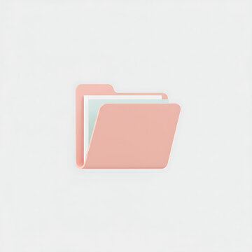 Minimalist pink folder icon representing organization and data management on a clean white background