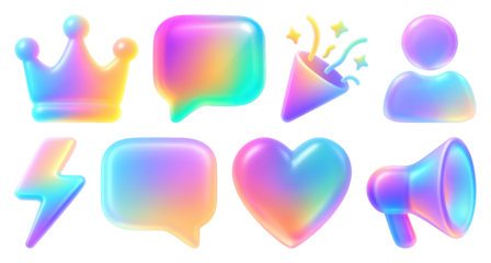 Colorful holographic icon set