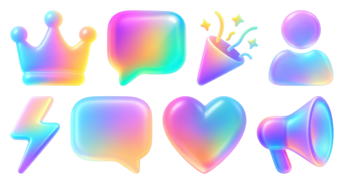 Colorful holographic icon set