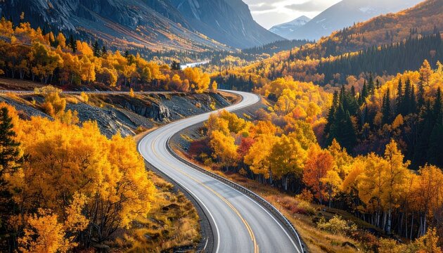 Winding Road Through Autumnal Landscape