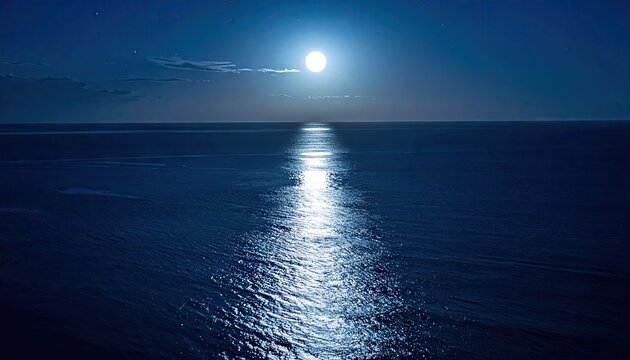 Bright Moonlit Ocean at Night