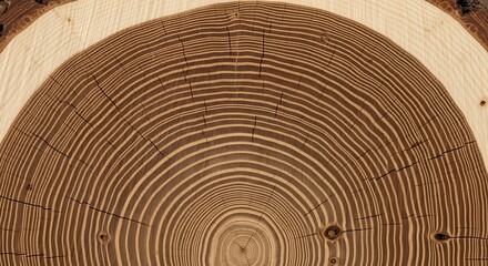 Fototapeta premium Cross Section of Tree Trunk Showing Growth Rings.
