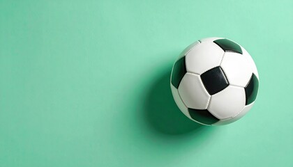 Black And White Soccer Ball On Mint Green Background