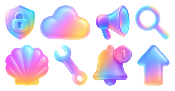 Colorful gradient digital icons - Powered by Adobe