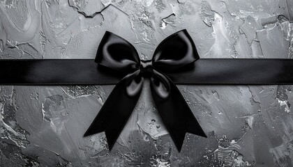 Black Satin Bow on Dark Gray Textured Background