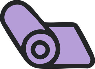 Purple Rolled Mat Icon for Exercise and Relaxation.