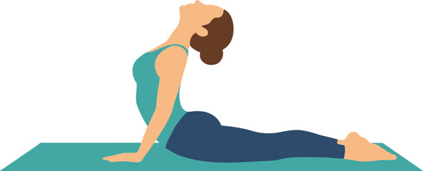 Minimalist Flat Illustration of Woman Doing Cobra Pose Yoga Asana