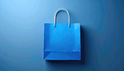 Blue Shopping Bag on Blue Background