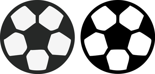 Fototapeta premium Set of two black and white soccer ball icons.