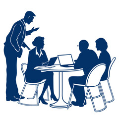Diverse business team collaborating around a table with laptops during a meeting or presentation