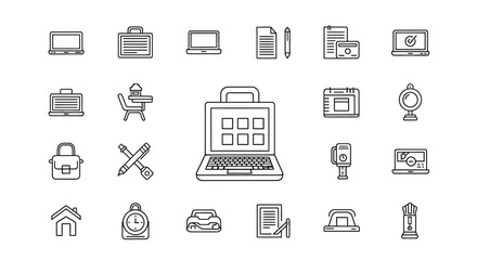 Collection of Outline Business and Education Icons.