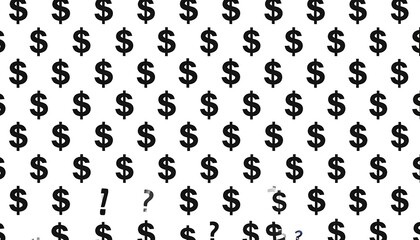 Recurring dollar signs pattern with question marks