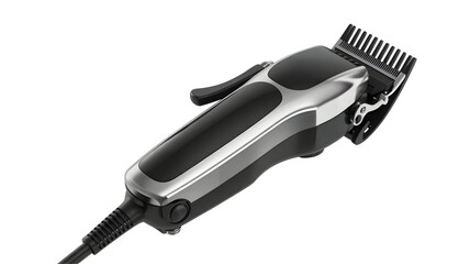 Obraz premium Professional electric hair clipper isolated on white background, perfect for grooming, barber shops, and stylish haircuts