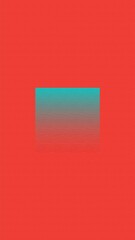 A minimalist abstract with a rectangular gradient from teal to red, centered on a textured vibrant red background. Ideal for energetic backdrops or striking digital art.