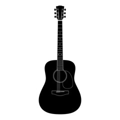 Acoustic guitar silhouette isolated on white background
