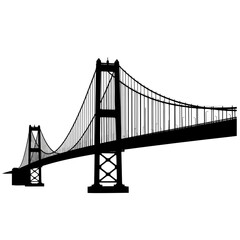 Obraz premium Suspension bridge silhouette isolated on white background