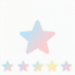 Fototapeta premium A collection of soft gradient stars rendered in gentle pastel hues, elegantly arranged on a clean white background, creating a serene and charming graphic element for various design needs