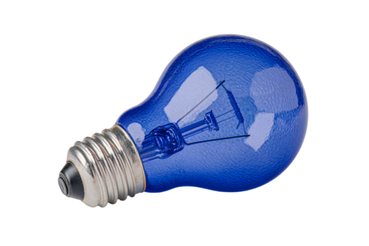 a blue light bulb with a white background