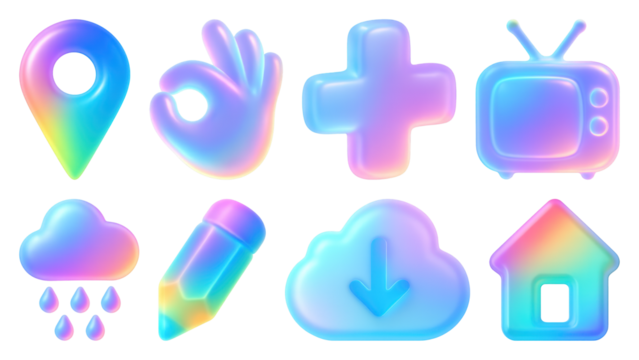 Colorful gradient icon set
