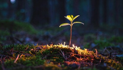A Young Plant Emerging from Forest Floor Growth, Hope, and Nature's Resilience