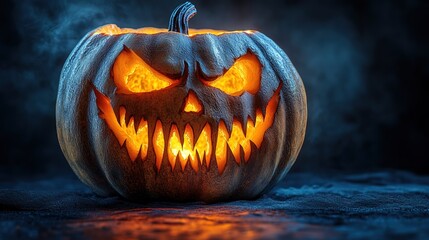 Scary Carved Jack - o - Lantern for Halloween Decor