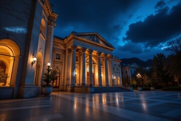 Obraz premium Illuminated Classical Building at Night
